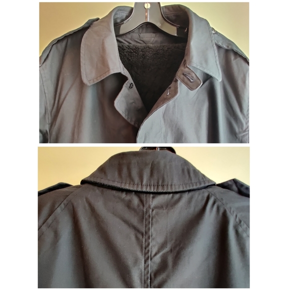 DSCP Quarterdeck Collection Black Trench Coat 44R Removable Fleece Liner wZipper - Picture 5 of 11